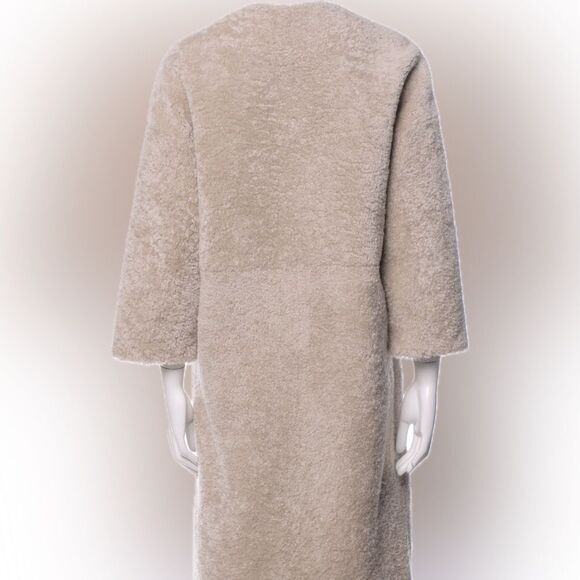 Jenni Kayne Yves Taupe Lamb Shearling 3/4 Sleeve Coat - Picture 15 of 16